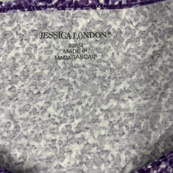 Jessica London Purple Print Tunic Top V Neck Short Sleeve Casual Plus Size 22/24 - Picture 3 of 7